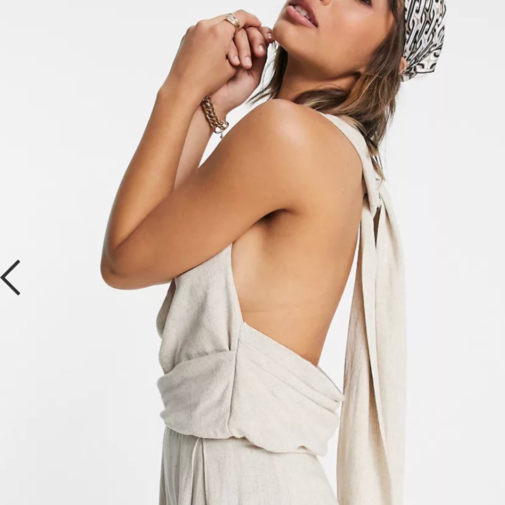 ASOS DESIGN coordinating linen drape halter top summer beach